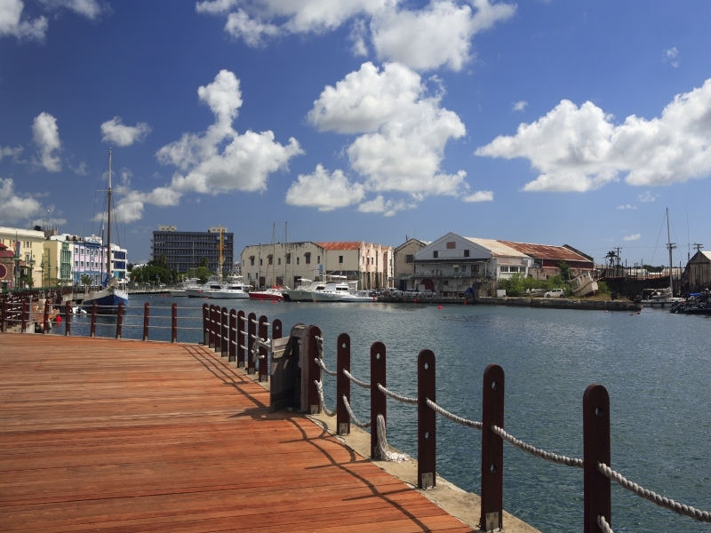 View on The wharf and marina of Bridgetown in Barbados