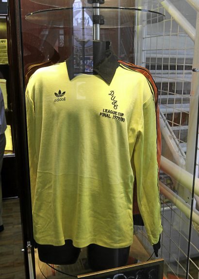 The top worn by Hamish McAlpine when United won a 1979 League Cup Final replay against Aberdeen at Dens Park is just one of the many items on display.