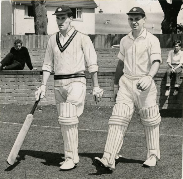 It’s 1966 and Alec Steele (right) comes out to the crease with Forfarshire Cricket Club team-mate Drummond Robertson.