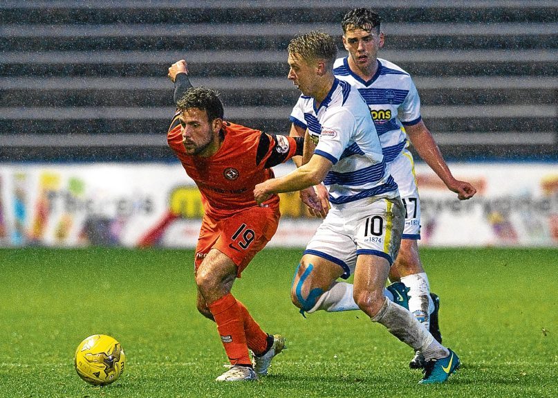 Tony Andreu can’t shake off Morton’s Jamie Lindsay in the 0-0 draw.