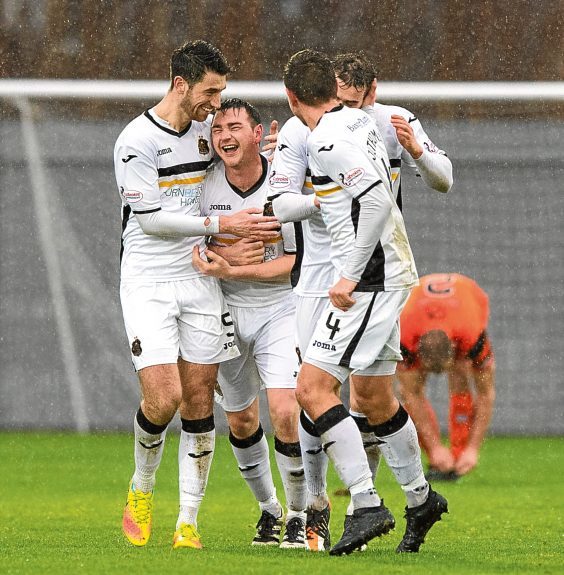 Mark Docherty’s wind-assisted goal won the game for Dumbarton.