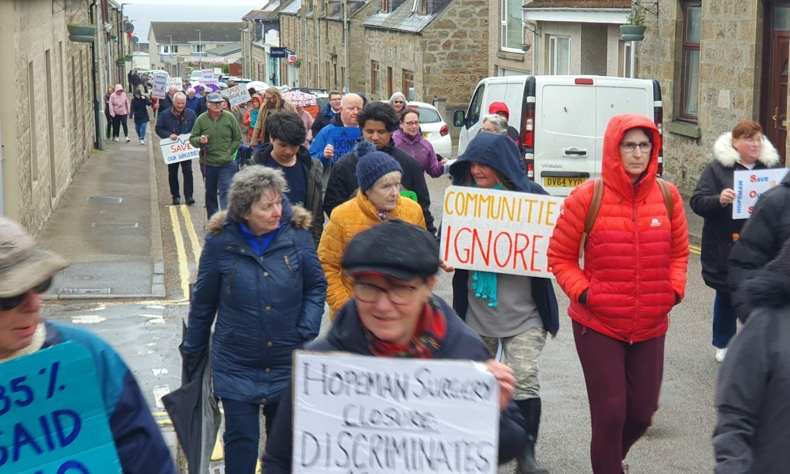 Protest marches in Hopeman and Burghead against GP closures