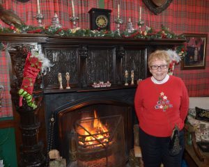 Jeanne Macalister in the abbey's hall.