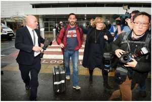 Billy wheels his suitcase through Glasgow Airport. Picture: Daily Record