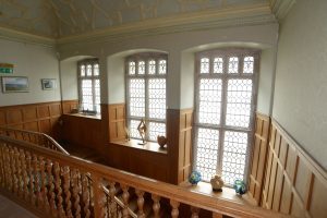 Achamore House's bannister and staircase.
