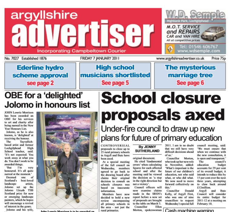 Argyllshire Advertiser PDF Archive 2011