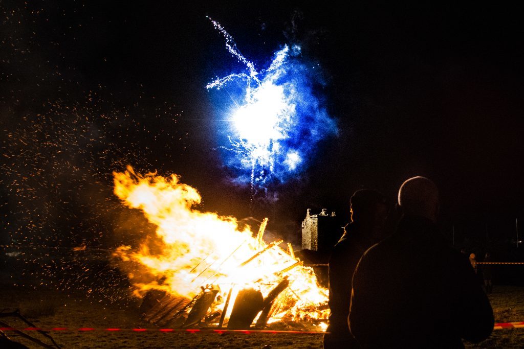 Lochran]za Castle is lit by the firework display