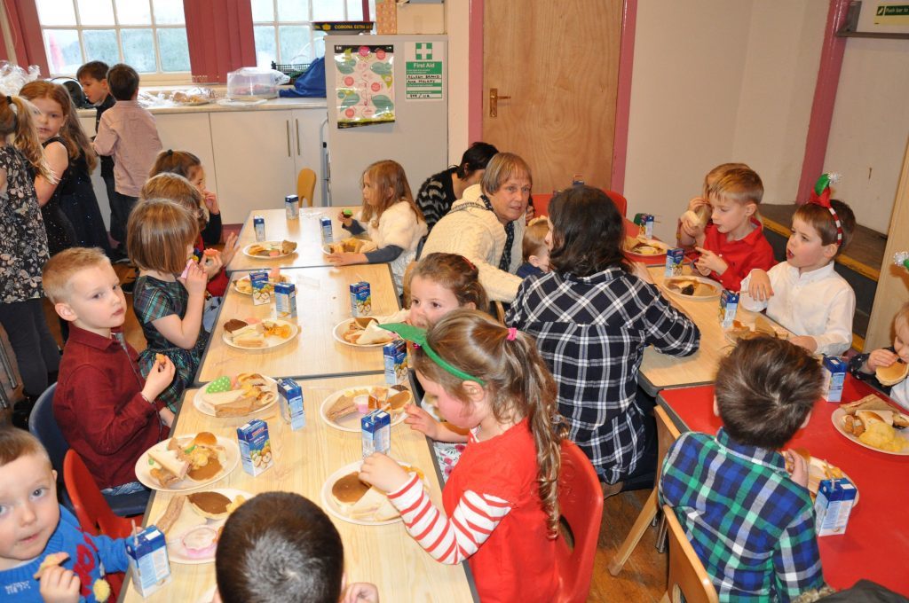 Brodick children tuck into snacks and lunch after an afternoon filled with fun and games