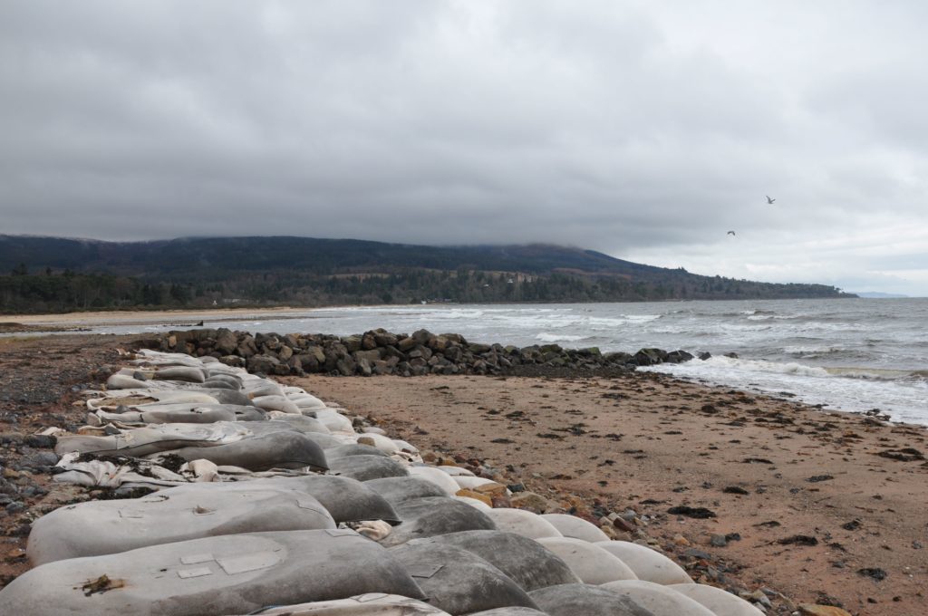 The rock groynes have proven effective in stopping some of the sand from migrating on Brodick beach