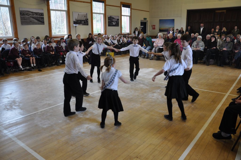 Shiskine Primary pupils in formation during their Scottish country dancing