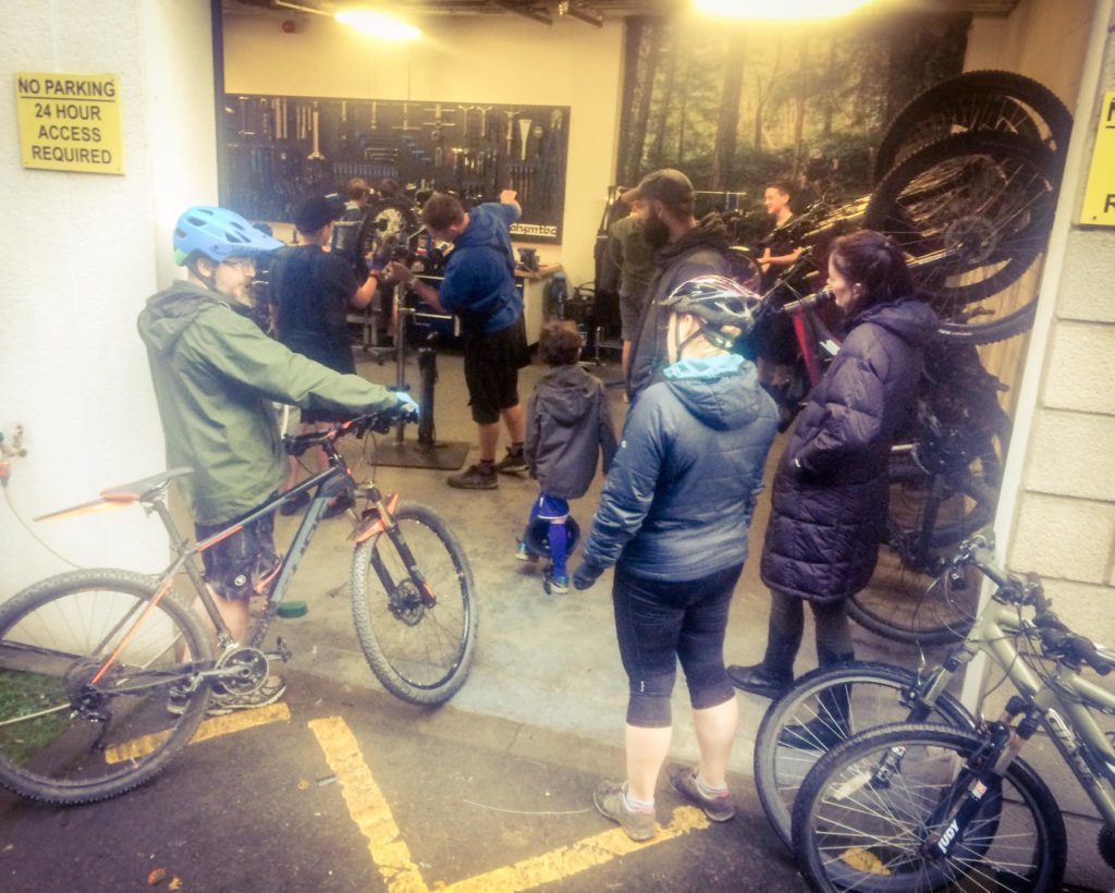 Pupils fix customers bicycles at no charge during one of their open day workshops
