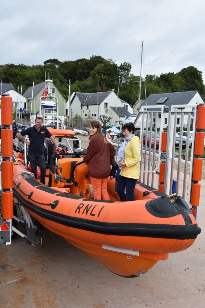 Volunteer Dave Nicholson shows visitors around the Rachel Hedderwick lifeboat.