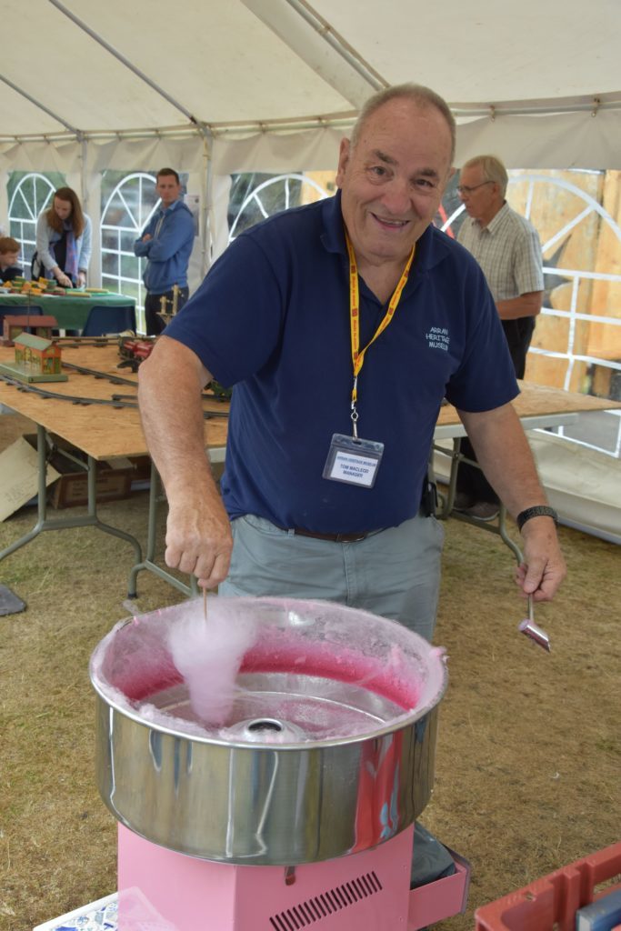 Heritage Museum manager Tom MacLeod puts his candy floss making skills to the test.