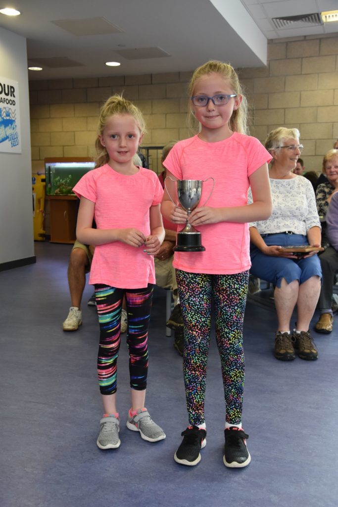 Olivia and Ava McNiece with the MF Murchie Cup for their best miniature garden.