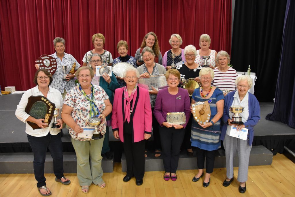 AUGUST - Chairwoman Jerry Arthur and special guest May Kidd with all of the prize winners at the annual SWI handicraft show.