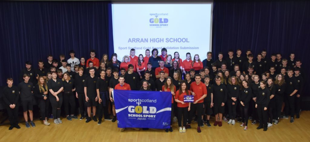 OCTOBER - Arran High School pupils were delighted to once again receive a Sports Scotland Gold Award for demonstrating a high standard of sporting ability and opportunities.
