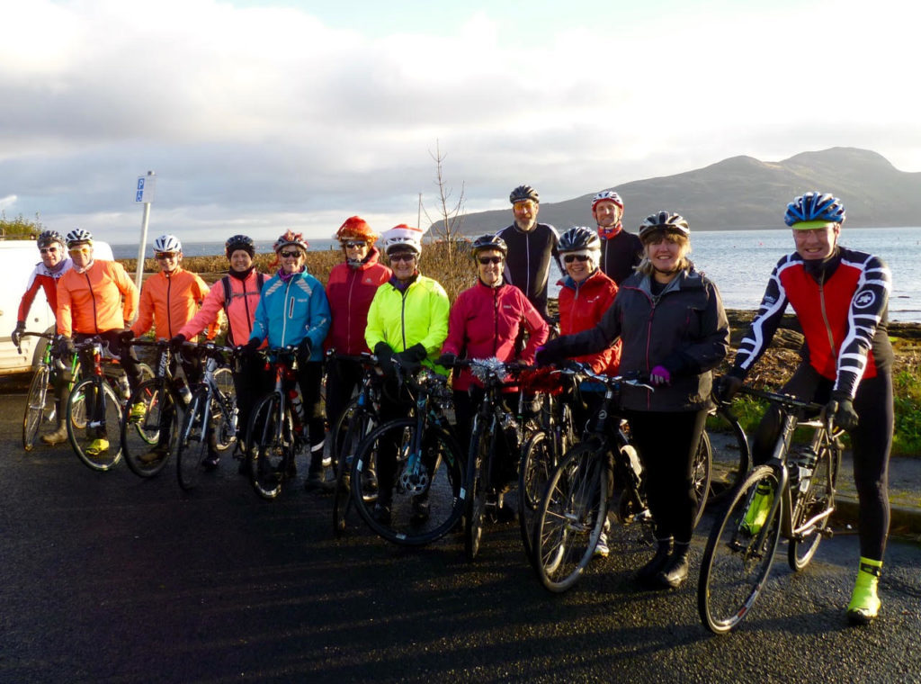 DECEMBER - Members of the Arran Belles, Arran MTB’s and the Arran Velo Club met in Lamlash for their annual Christmas ride-out.