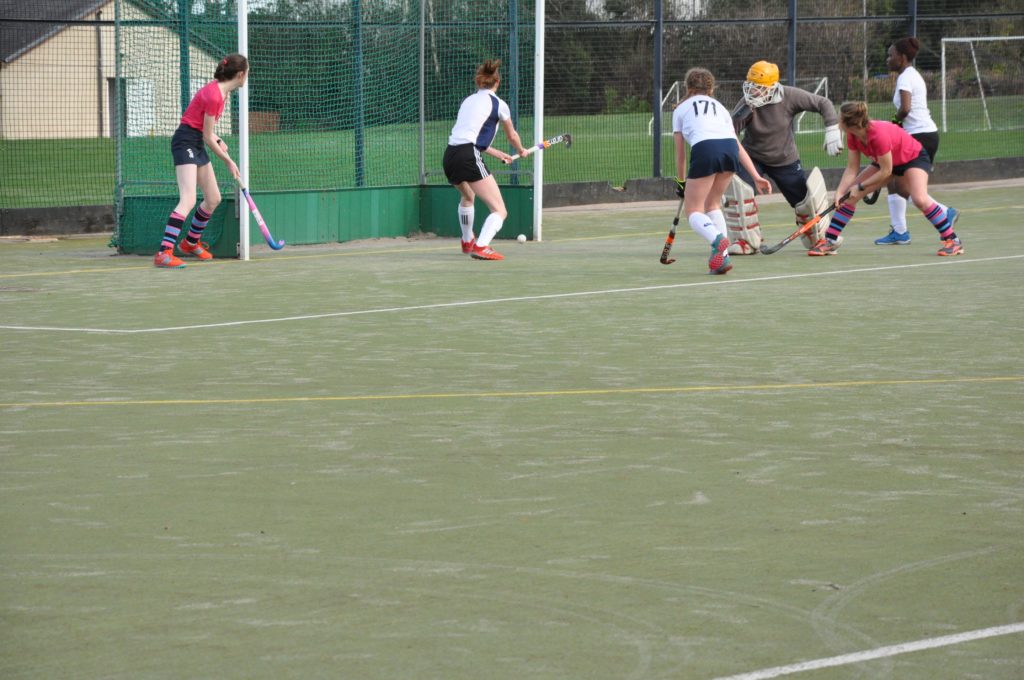 Judith Ross scores the second goal of her hat-trick.