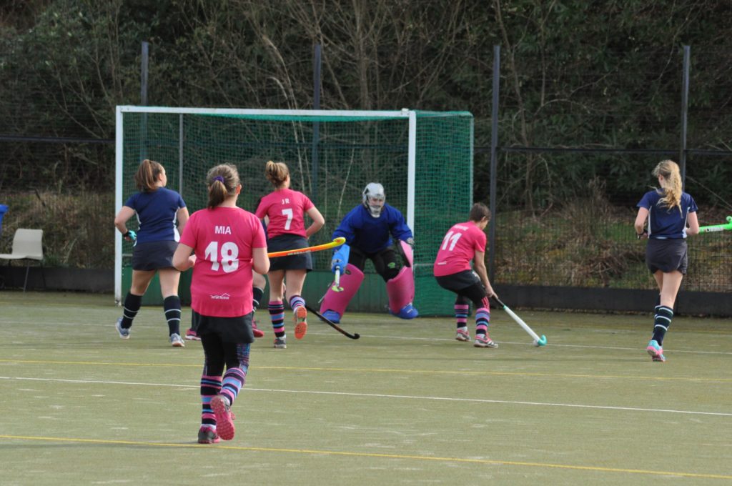 Lorraine Hewie has an attempt at the GHK goal.