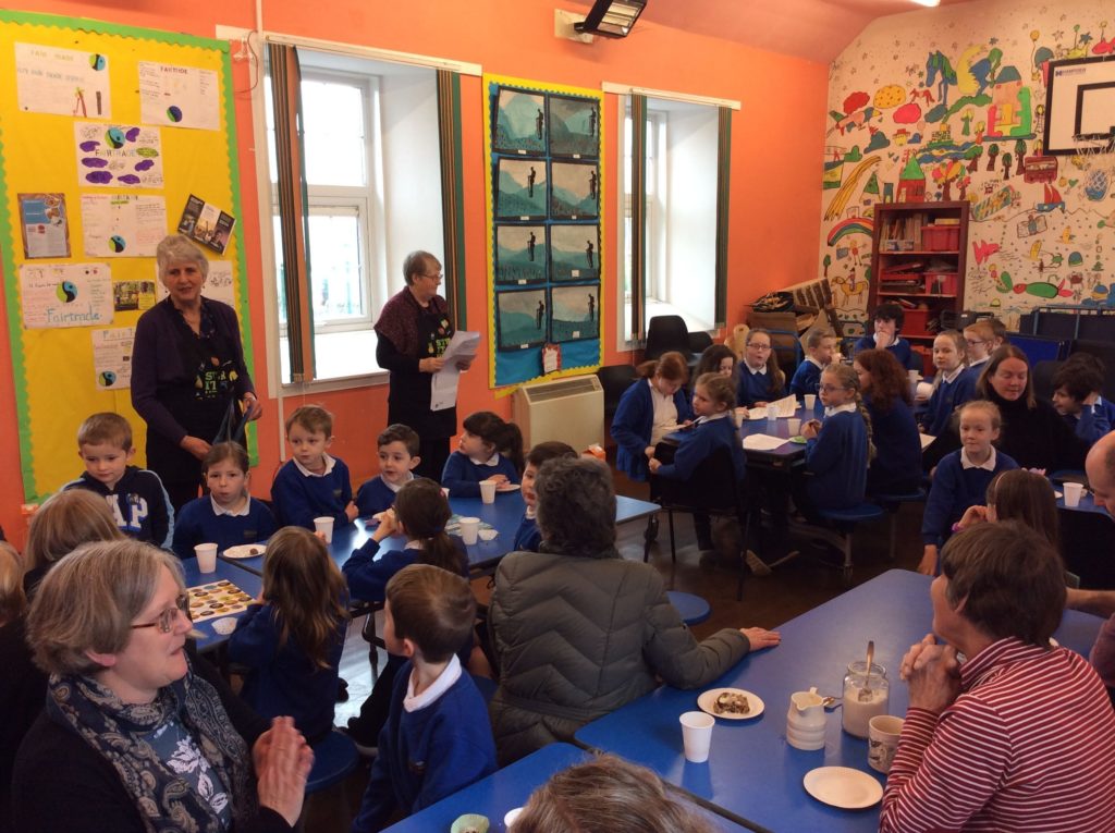 Pupils at Shiskine Primary are joined by parents and teachers during a lesson on Fairtrade.