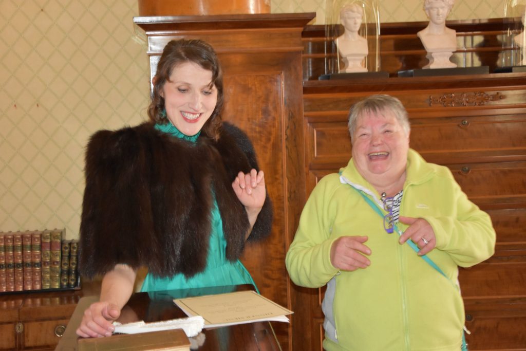 Visitor May Crawford shares a laugh with Princess Marie expertly portrayed by Ruxandra Cantir.