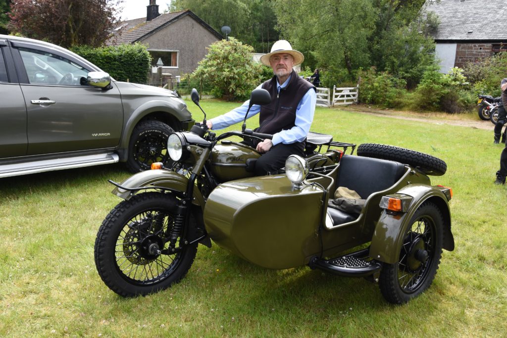 David Robson of Glasgow and High Corrie is pictured on his Russian Ural 750cc with sidecar.