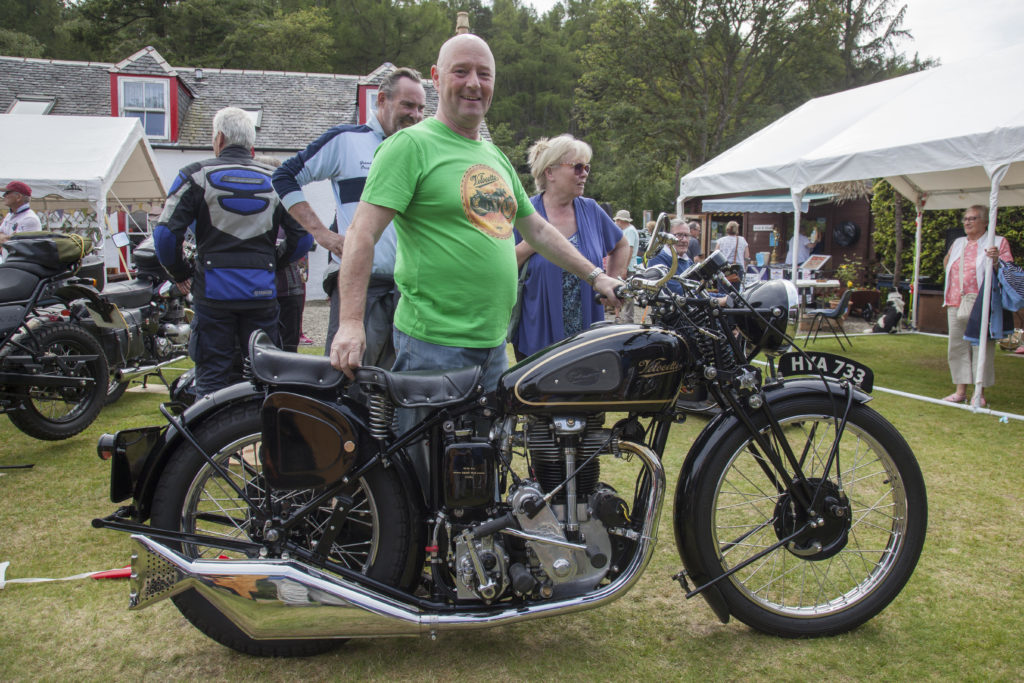 Paul Williams with his 1946 Velocette KSS which won the best in show trophy. Photo: Lenny Hartley/Jingly Jangly Images.