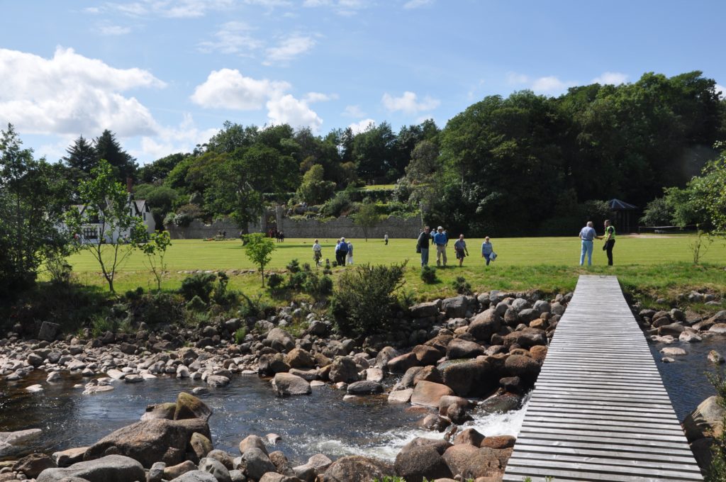 The gardens showing the bridge over the Iorsa Water.