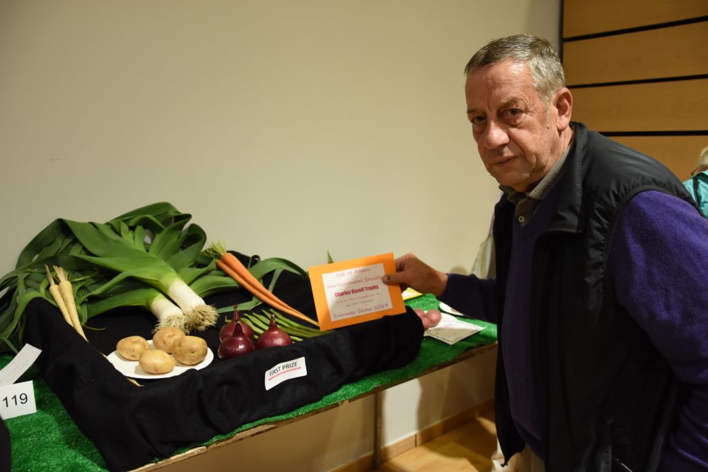Vegetable perfection, John O'Sullivan with his vegetable display that earned him the Charles Revell trophy.