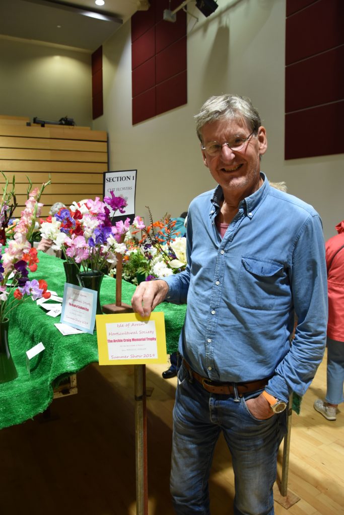 Sweet pea perfection, Malcolm Wheeler won the Archie Craig Memorial Trophy for his dahlias and the Bank of Scotland Cup for his sweet peas.