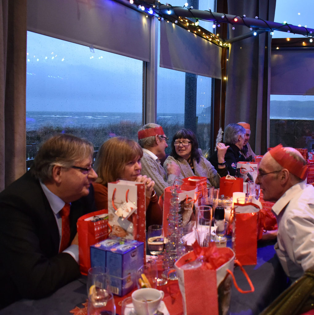 Participants enjoy a festive lunch in the well decorated restaurant at the Kildonan Hotel.