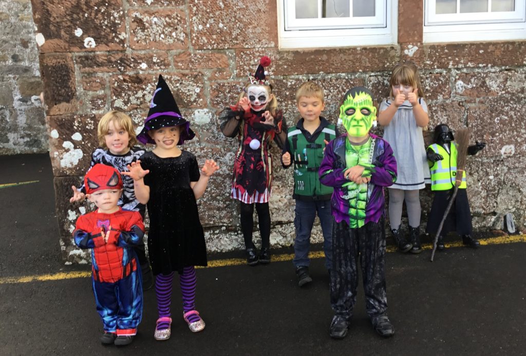 P1 pupils at Shiskine primary show off their costumes.