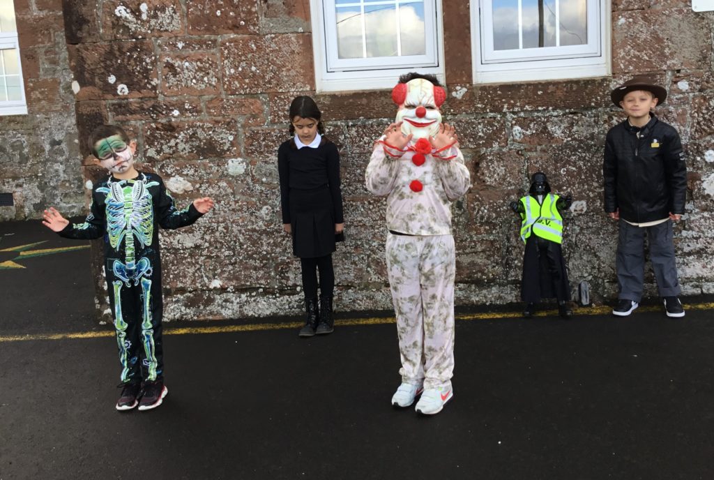 Shiskine primary P3 pupils put on a scary display for the camera.