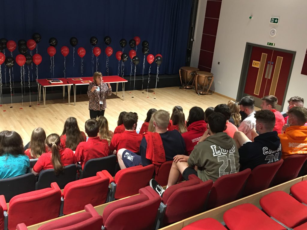 Head teacher Susan Foster addresses the pupils and wished them well in their future endeavours.