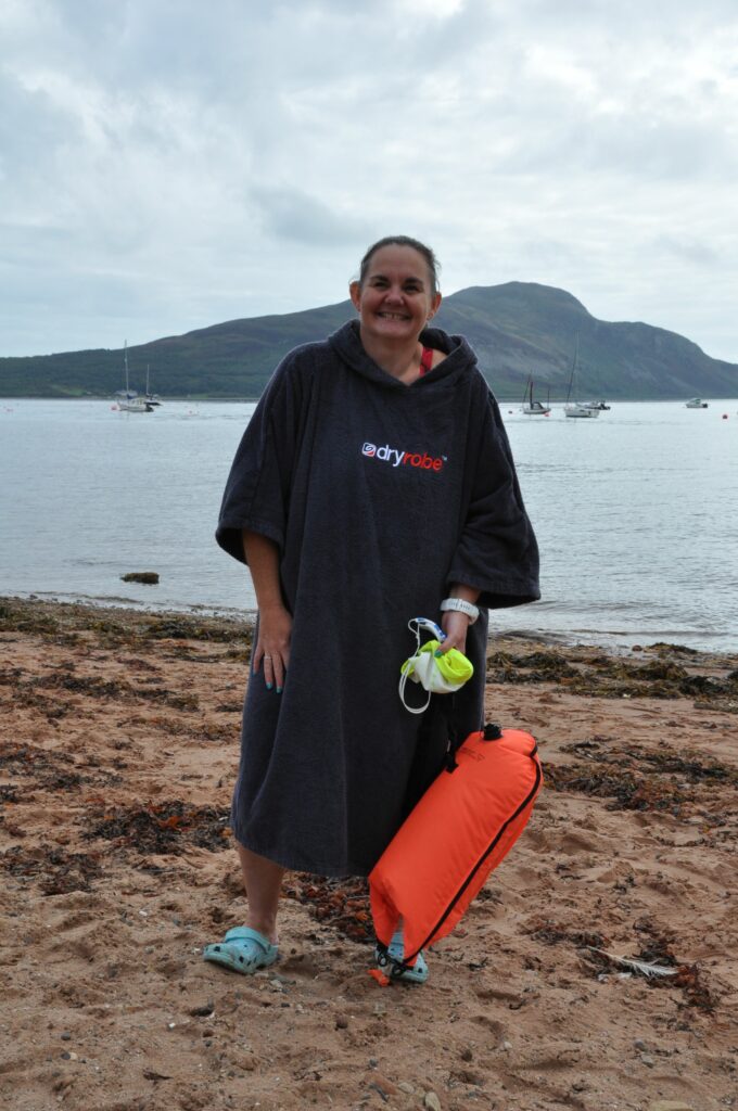 Georgina Lepley Maclean looks confident and relaxed just before setting off on her marathon swim challenge.