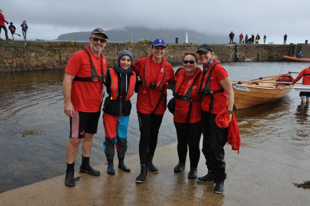 The Arran Medical Group team with Arran Coastal Rowing Club’s, Dave Ingham, acting as the fifth member.