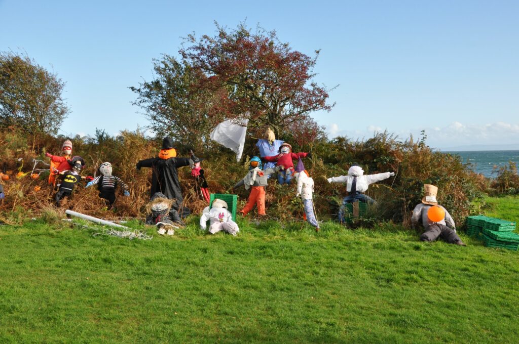 All of the entries in the scarecrow competition.