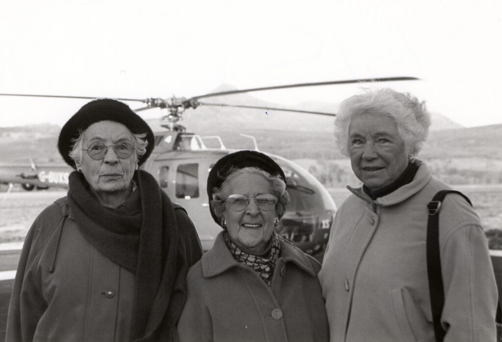 Nan Noble (76), Mary Parkinson (91) and Nan McCree (81) prepare to avoid the travel disruption caused by the ferry strike by taking a helicopter to the mainland to spend Christmas with their families.