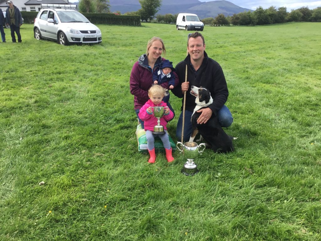 Niall lifts local trophy at sheep dog trials