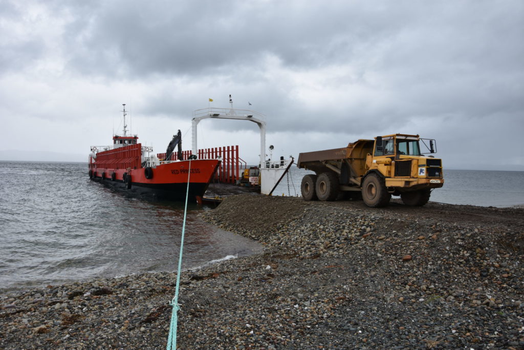 Rock armour shipped in to save Pirnmill seawall Rock armour shipped in to save Pirnmill seawall