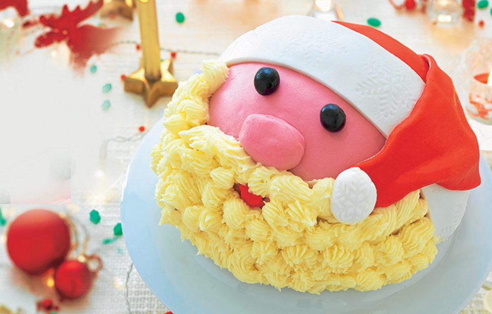 Santa iced christmas cake