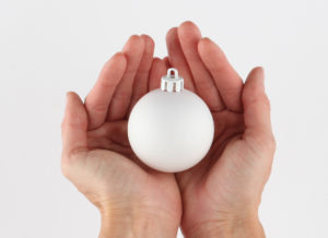 A bauble that has been primed in white