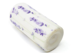Candle with lavender design