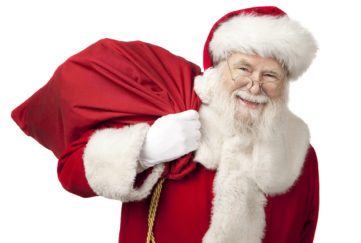 Santa carrying a sack full of presents
