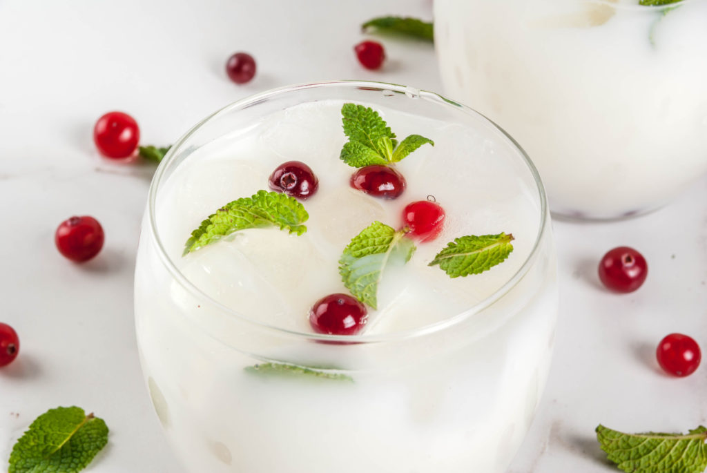 White Christmas Mojito cocktail with cranberry and mint Pic: Istockphoto