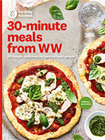 Cover of 30 minute meals from WW with image of chicken and pesto pizza