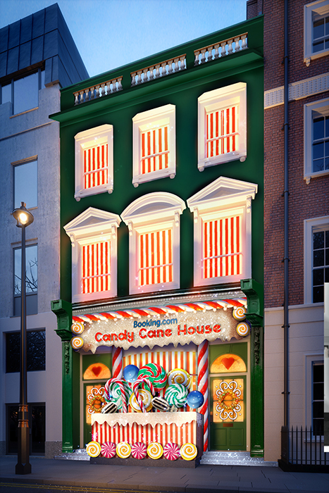 Facade of Candy Cane House