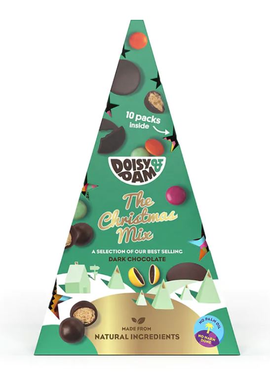 Vegan chocs in Christmas tree box