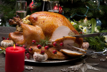 Christmas dinner, carving the turkey