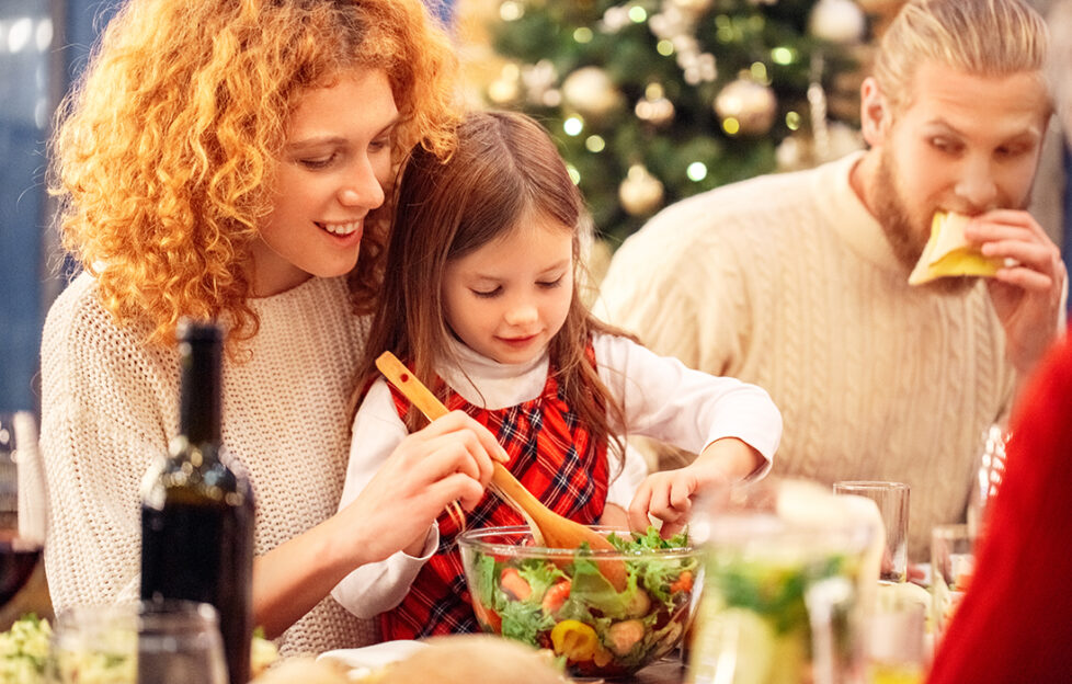 Family preparing and eating vegan Christmas dinner selection Pic: Shutterstock